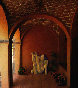 NASCITA DI PINOCCHIO, spatola e olio su tavola, 32x36, 2002
