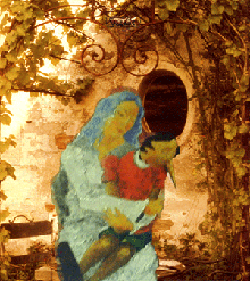 PINOCCHIO CON LA FATINA, olio e spatola su tavola, 32x36, 2001